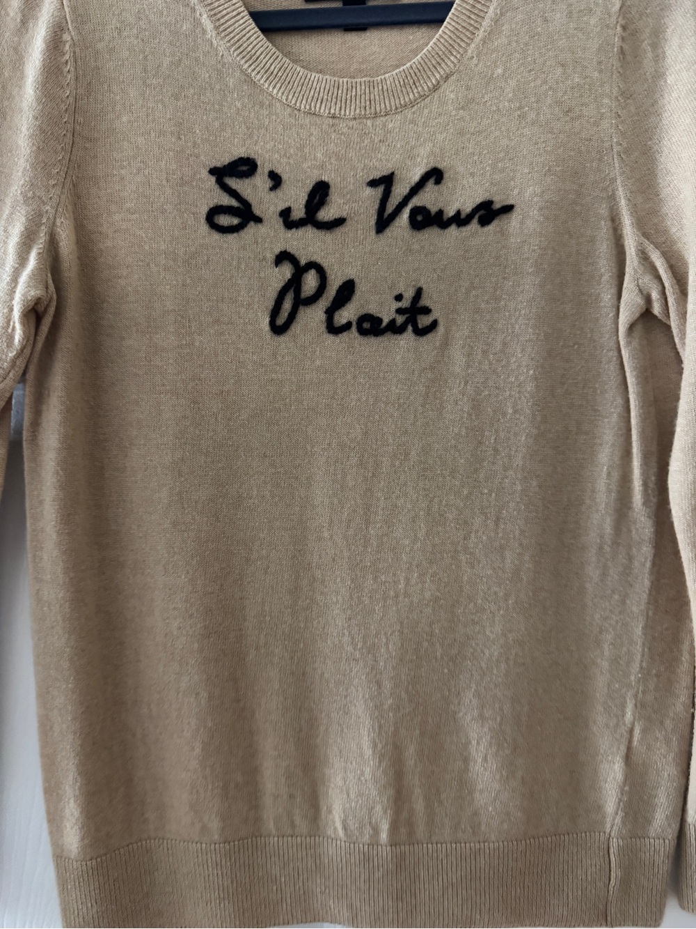 Banana Republic Beige Crewneck Sweater with Black Script